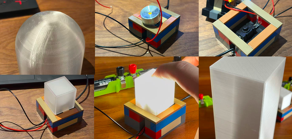 Module testing: assembled lighting unit on a modular base